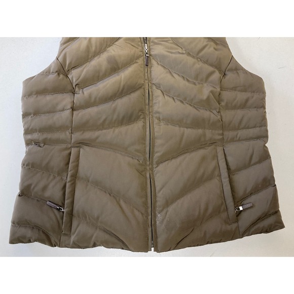 Wilson's Leather Quilted Vest, Brown Zip Front, Pockets, Fox Fur Collar- Sz Med - Picture 4 of 11